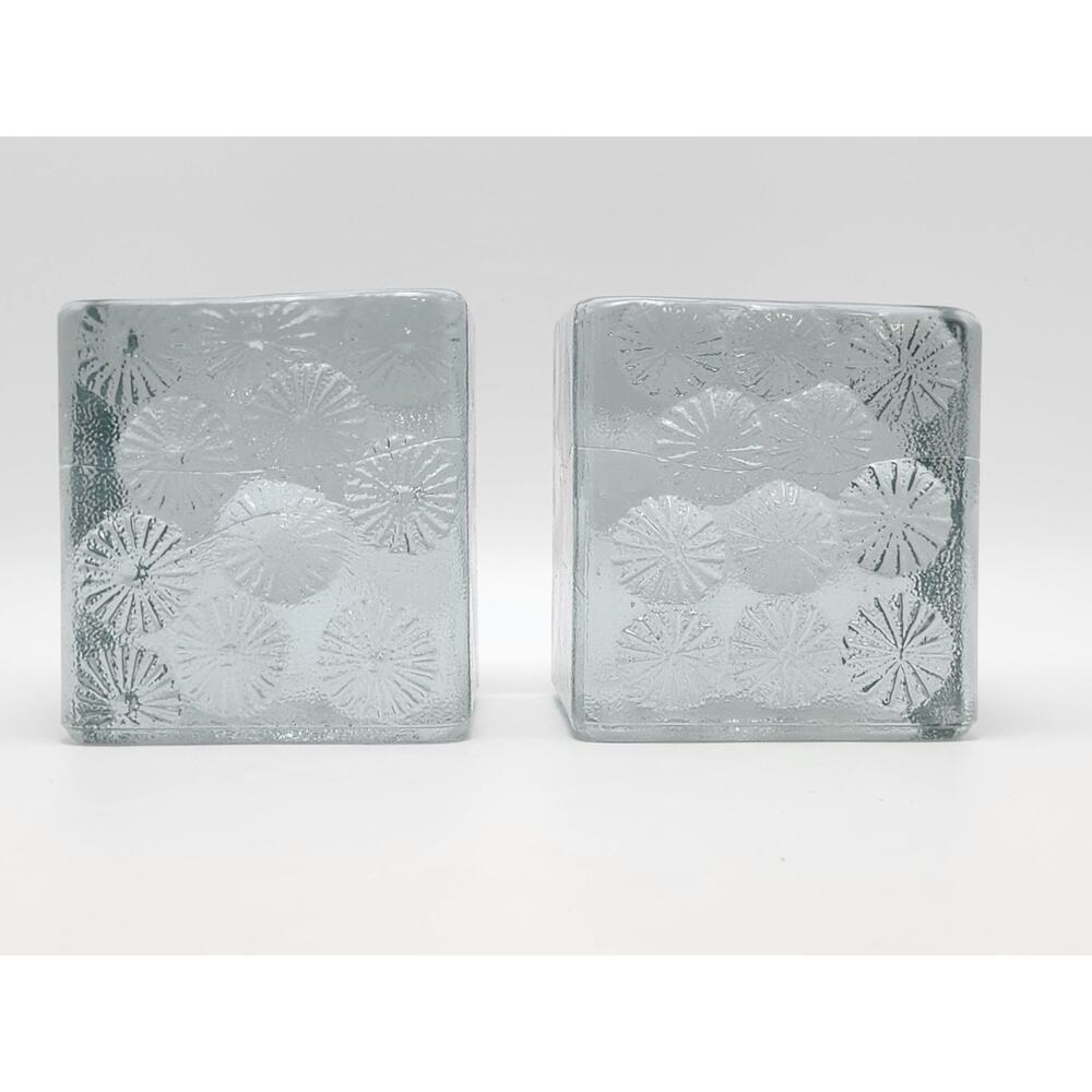 Art Glass Blenko Blocks Ice Frosted Sculpture Textured Paperweights